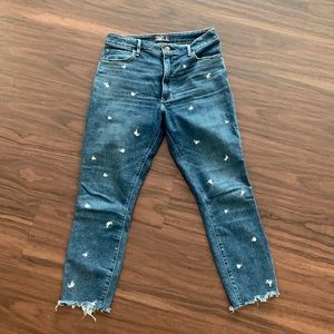 Abercrombie embroidered skinny ankle jeans